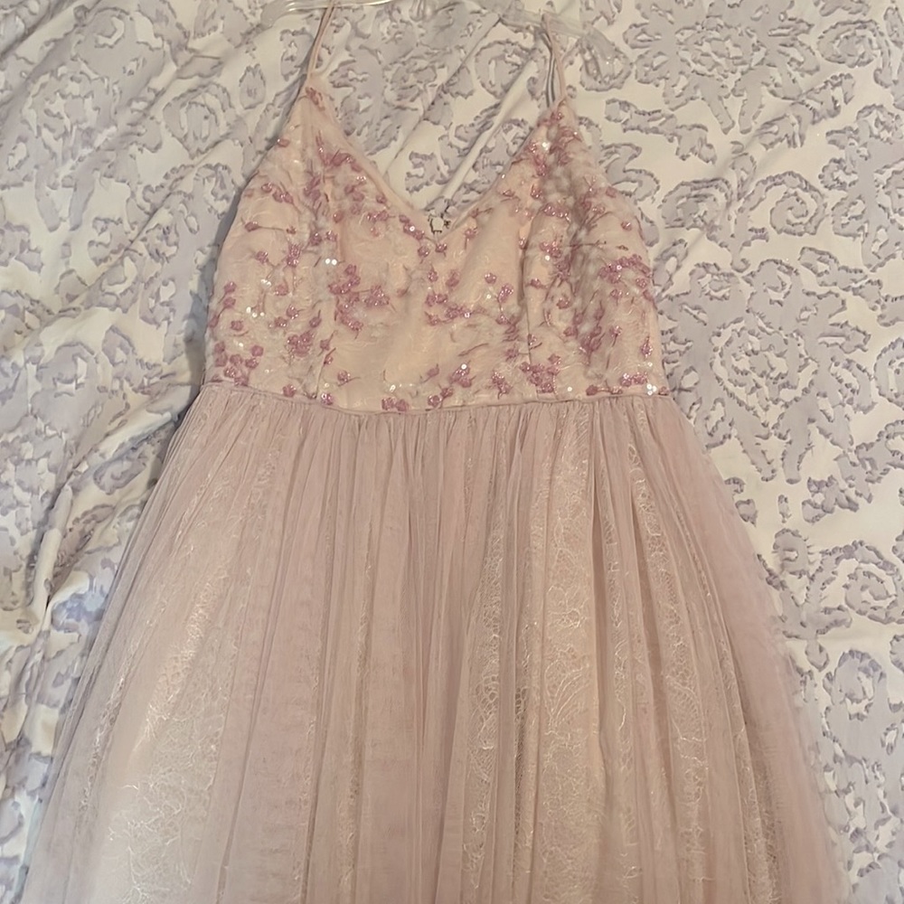 Beautiful Blush dress with sewn sequins design.